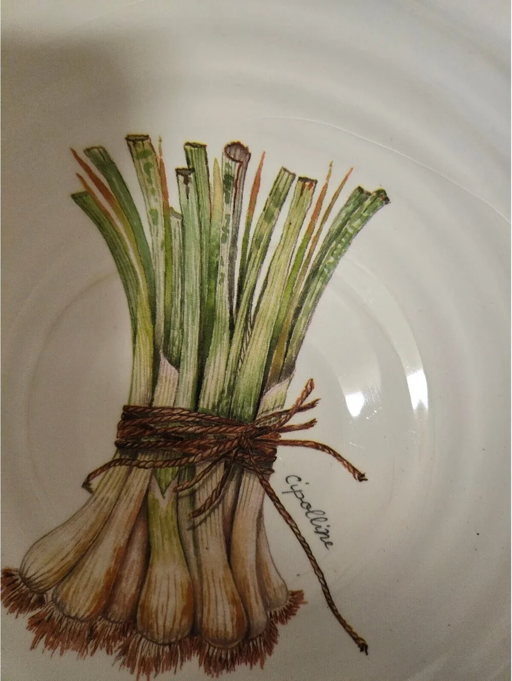 Ceramica Cuore Italian Ceramic Serving Bowl with Green Onion